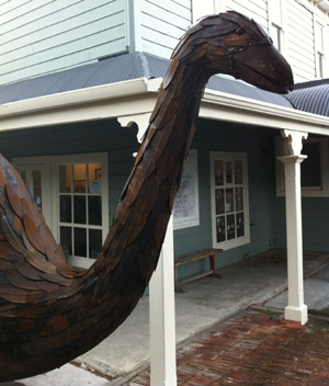 Life size Giant Moa that stood in front of the NZ Birds' gallery on Main Street in Greytown, New Zealand